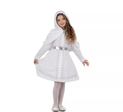 Costume da mamma natalizia bianco con cappuccio per bambina