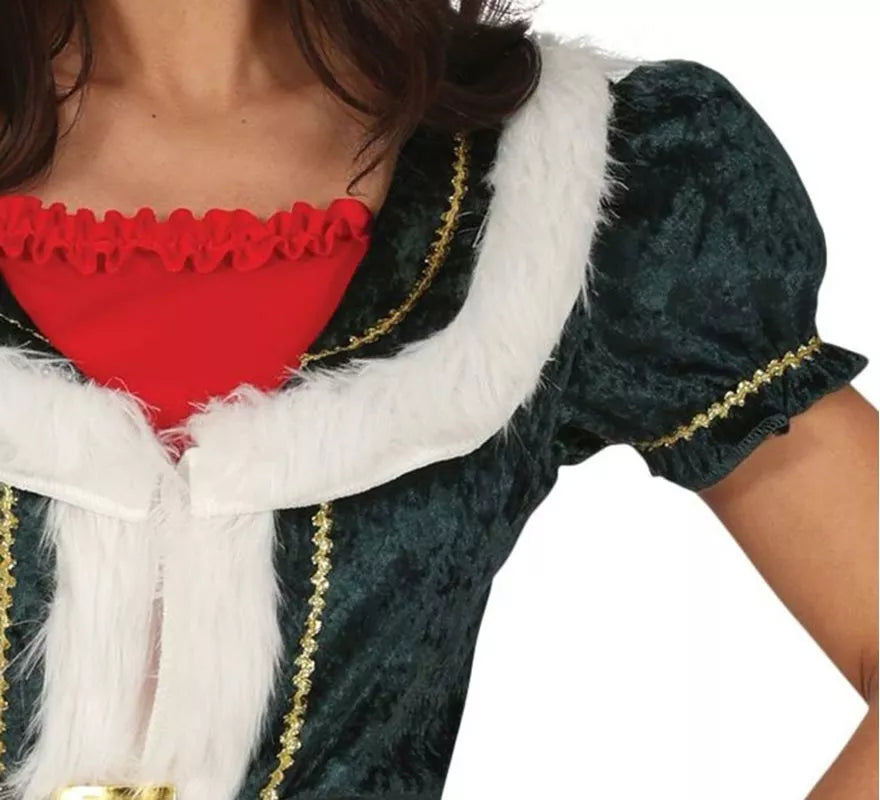 Translation missing: es.Disfraz de Mamá Noel verde con chaqueta para mujer