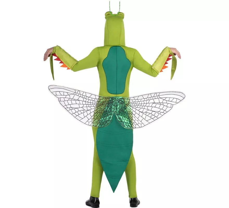 Translation missing: it.Disfraz de Mantis verde con capucha y alas para adulto
