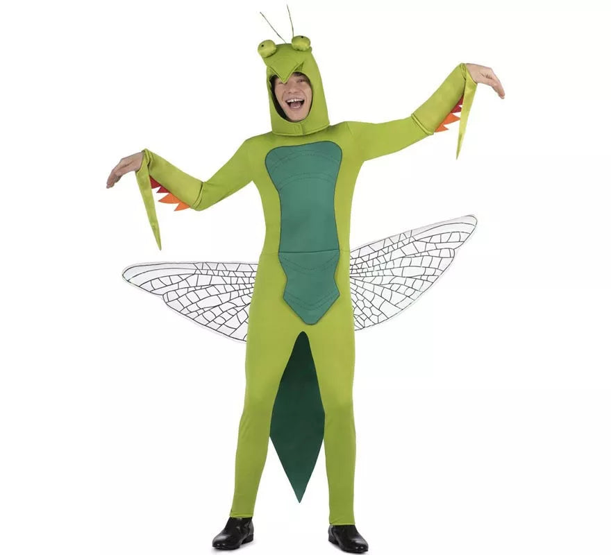 Translation missing: it.Disfraz de Mantis verde con capucha y alas para adulto