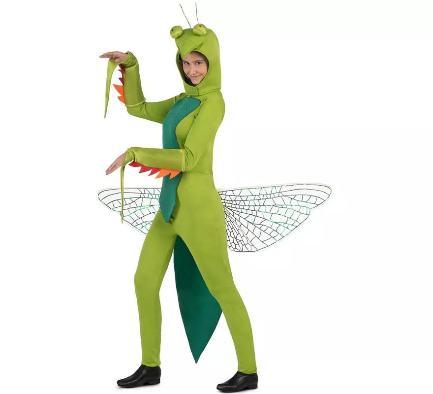 Translation missing: it.Disfraz de Mantis verde con capucha y alas para adulto