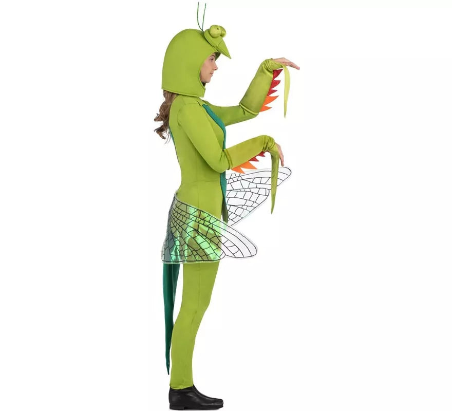 Translation missing: it.Disfraz de Mantis verde con capucha y alas para adulto