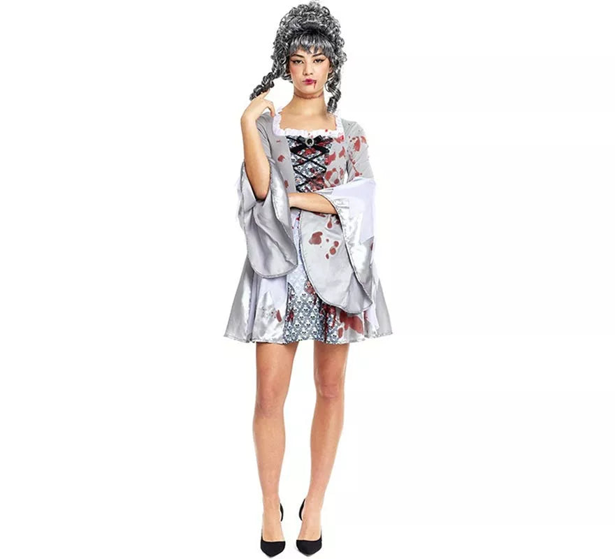 Translation missing: it.Disfraz de María Antonieta Zombie gris para mujer