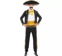 Costume Mariachi Charro nero e oro da uomo