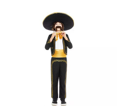Disfraz de Mariachi Charro negro y dorado para niño
