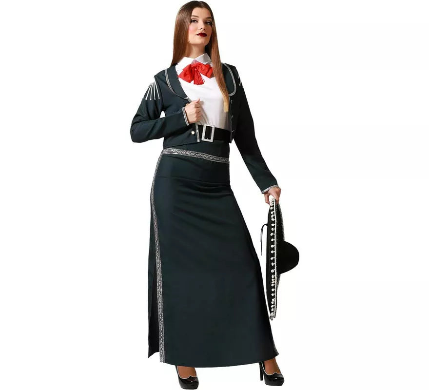 Translation missing: it.Disfraz de Mariachi falda negra con cinturón para mujer