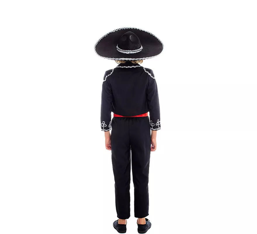 Translation missing: it.Disfraz de Mariachi Mexicano Negro y Rojo para niño