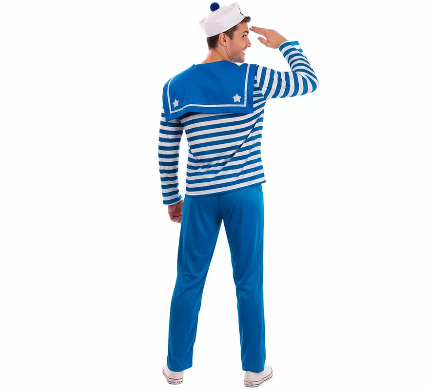 Translation missing: it.Disfraz de Marinero azul a rayas para hombre