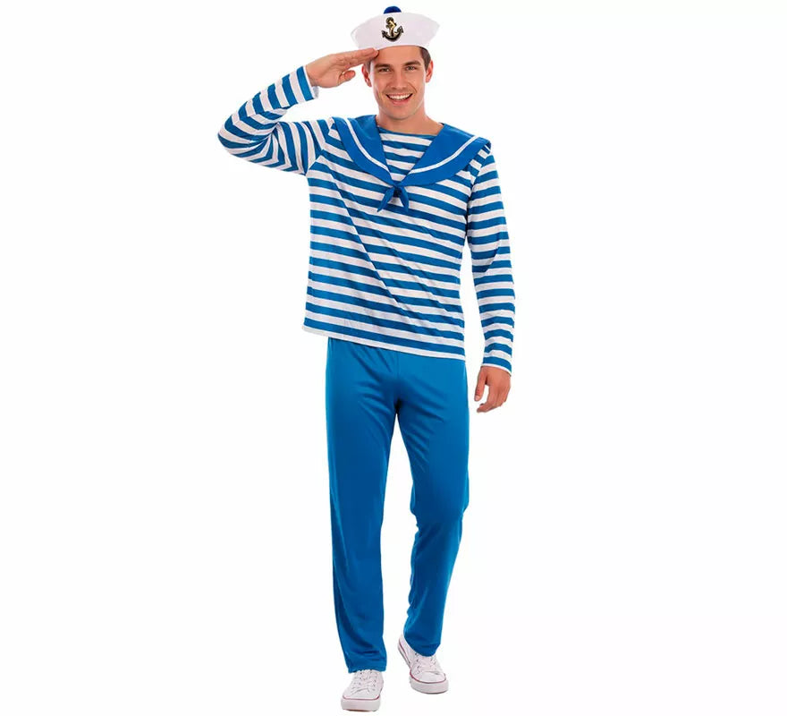Translation missing: it.Disfraz de Marinero azul a rayas para hombre