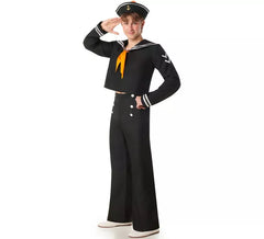 Costume da marinaio nero con pantaloni per uomo