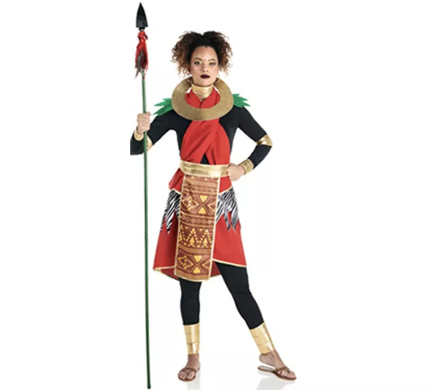 Translation missing: it.Disfraz de Masai Africana rojo elegante para mujer