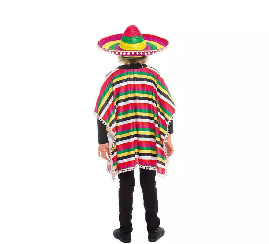 Translation missing: it.Disfraz de Mejicano poncho multicolor para niño