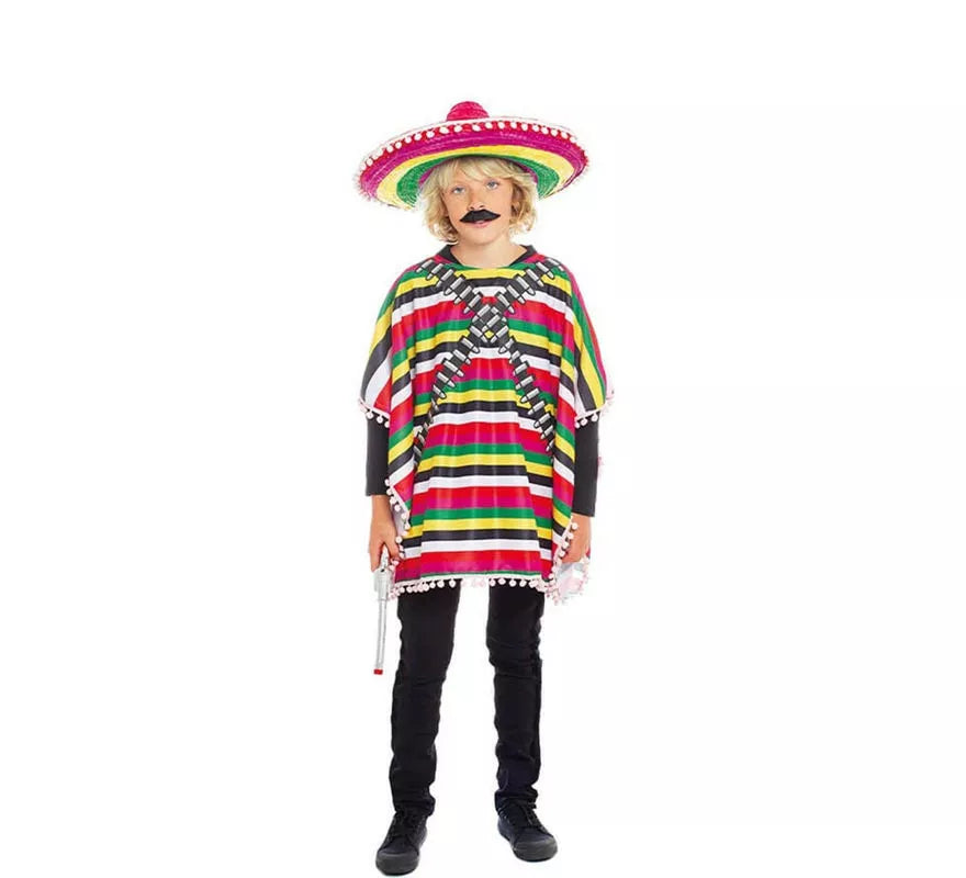 Translation missing: it.Disfraz de Mejicano poncho multicolor para niño