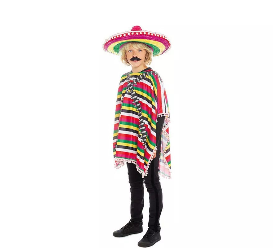 Translation missing: it.Disfraz de Mejicano poncho multicolor para niño