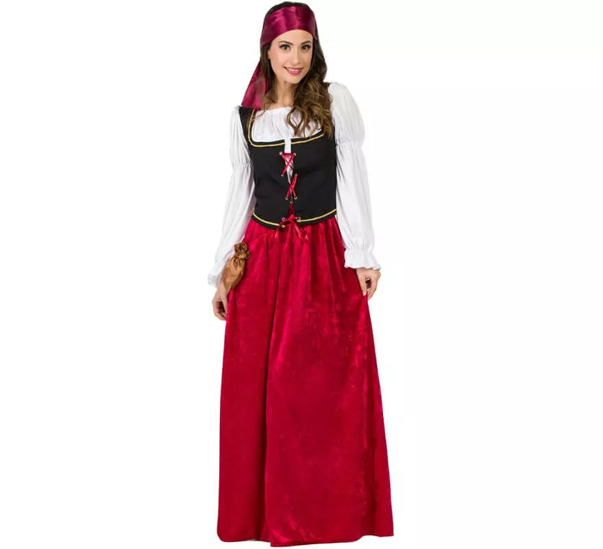Translation missing: it.Disfraz de Mesonera Medieval Granate para mujer