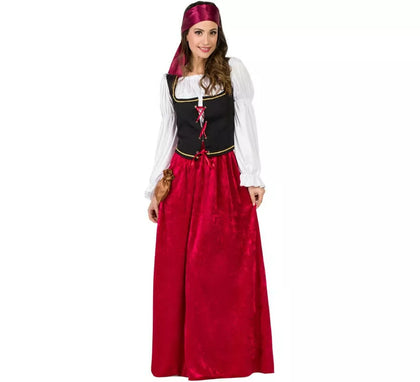 Disfraz de Mesonera Medieval Granate para mujer