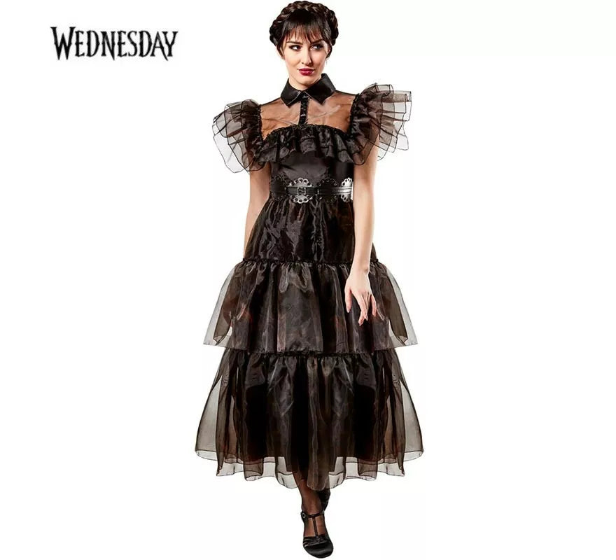Translation missing: es.Disfraz de Miércoles vestido de baile negro deluxe para mujer