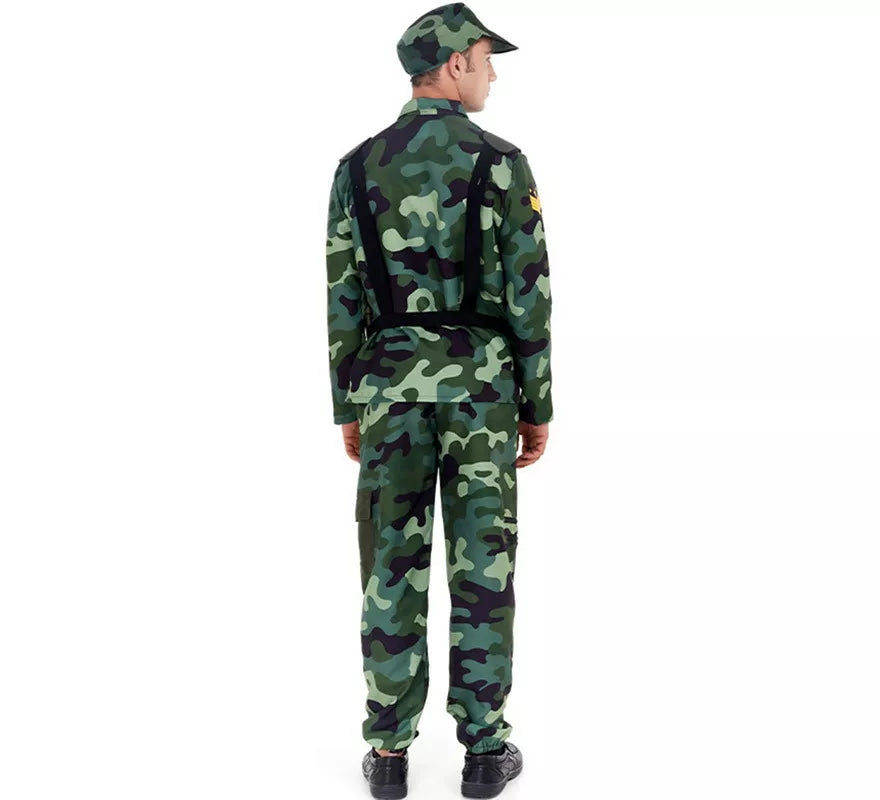 Translation missing: es.Disfraz de Militar verde Camuflado con Gorra para adulto