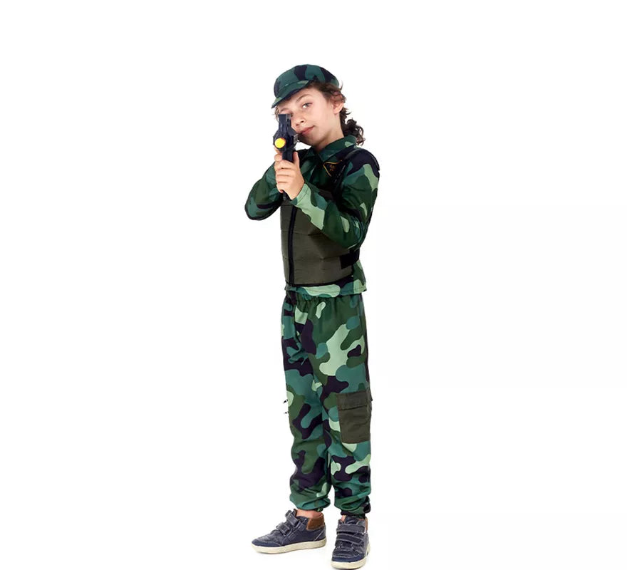 Translation missing: it.Disfraz de Militar verde Camuflado con Gorra para niños