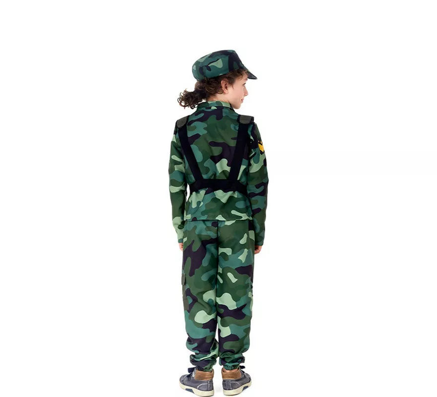 Translation missing: it.Disfraz de Militar verde Camuflado con Gorra para niños