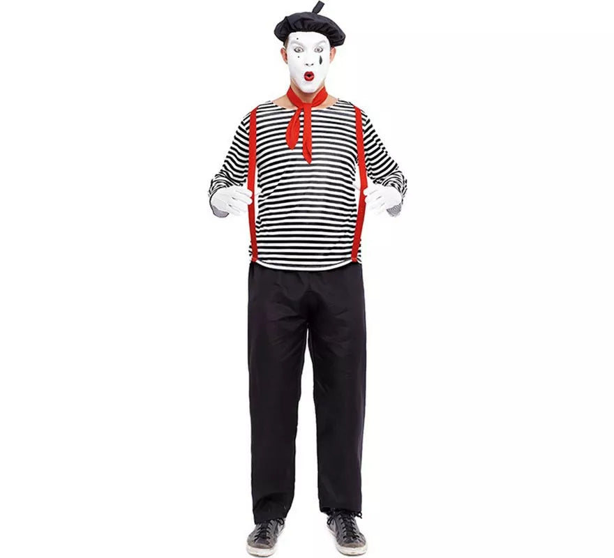 Translation missing: it.Disfraz de Mimo a rayas para hombre