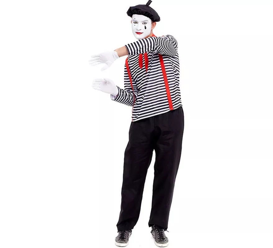 Translation missing: it.Disfraz de Mimo a rayas para hombre