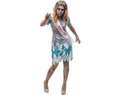 Costume da Miss Zombie vestito blu per donna