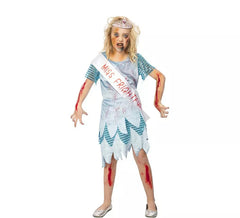 Costume Miss Zombie vestito blu per bambina