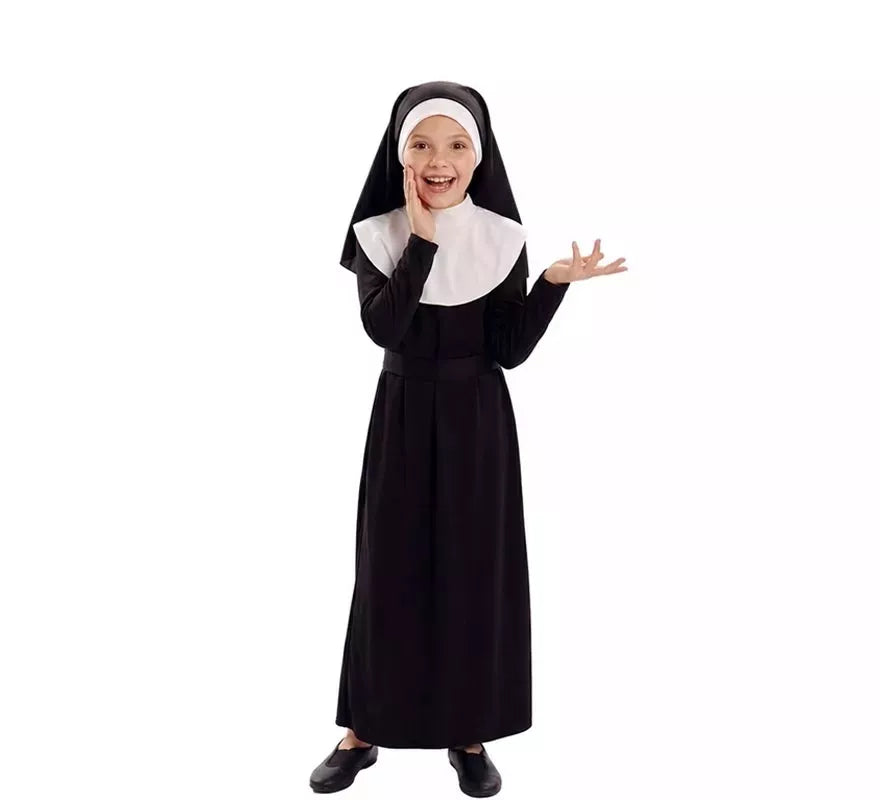 Disfraz de Monja negro para niña