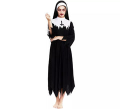 Costume da suora zombie con tunica chiodata da donna