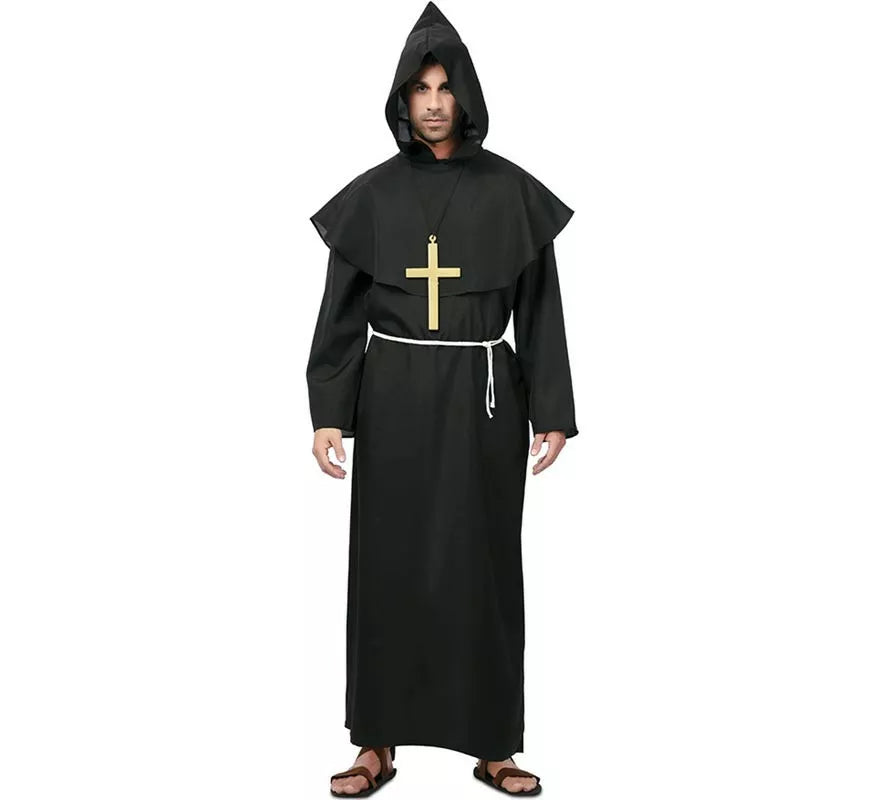 Translation missing: it.Disfraz de Monje medieval oscuro con cruz para hombre