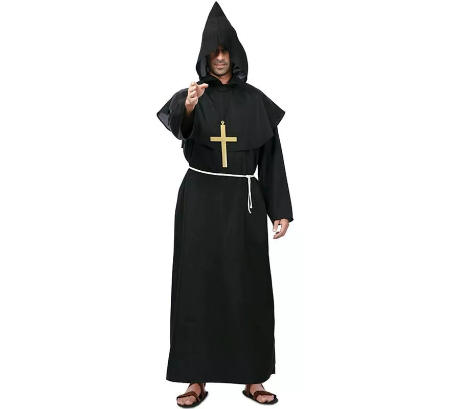 Translation missing: it.Disfraz de Monje medieval oscuro con cruz para hombre