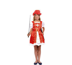 Costume da moschettiere rosso per bambina
