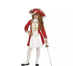 Costume da Moschettiere rosso Giglio per bambina