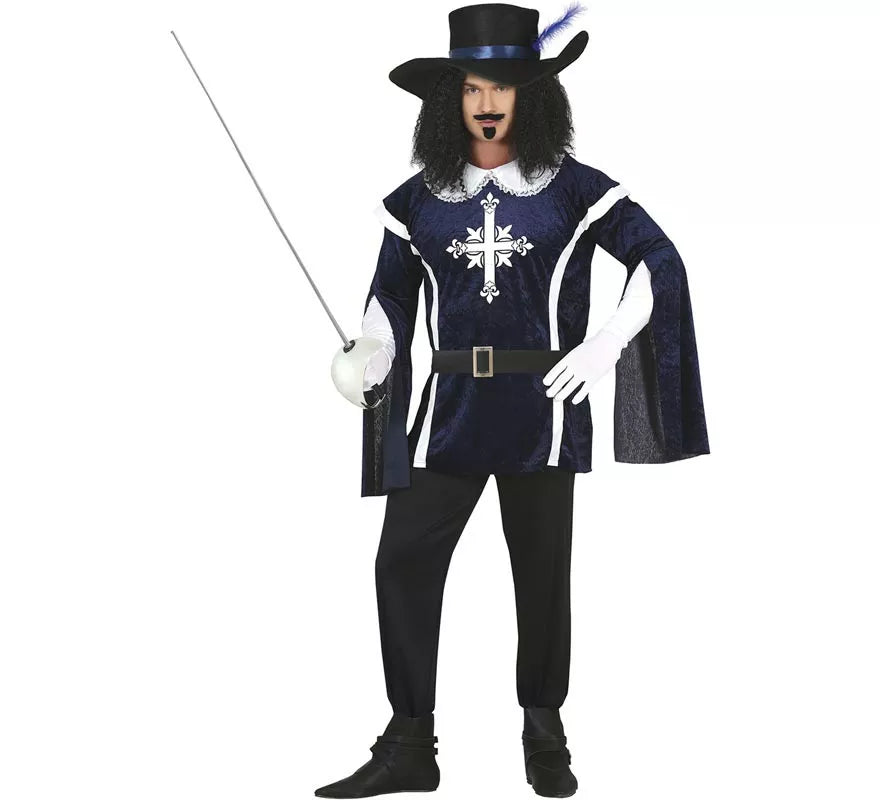Translation missing: it.Disfraz de Mosquetero Azul Elegante para hombre