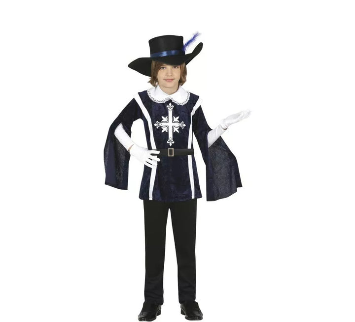 Disfraz de Mosquetero Azul Elegante para niño