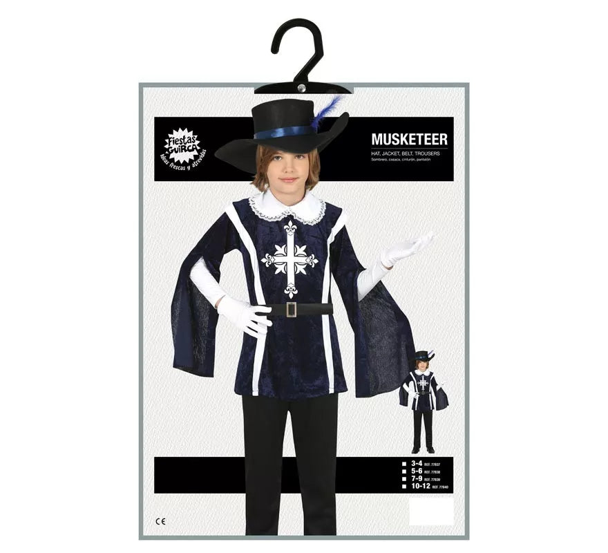 Translation missing: it.Disfraz de Mosquetero Azul Elegante para niño