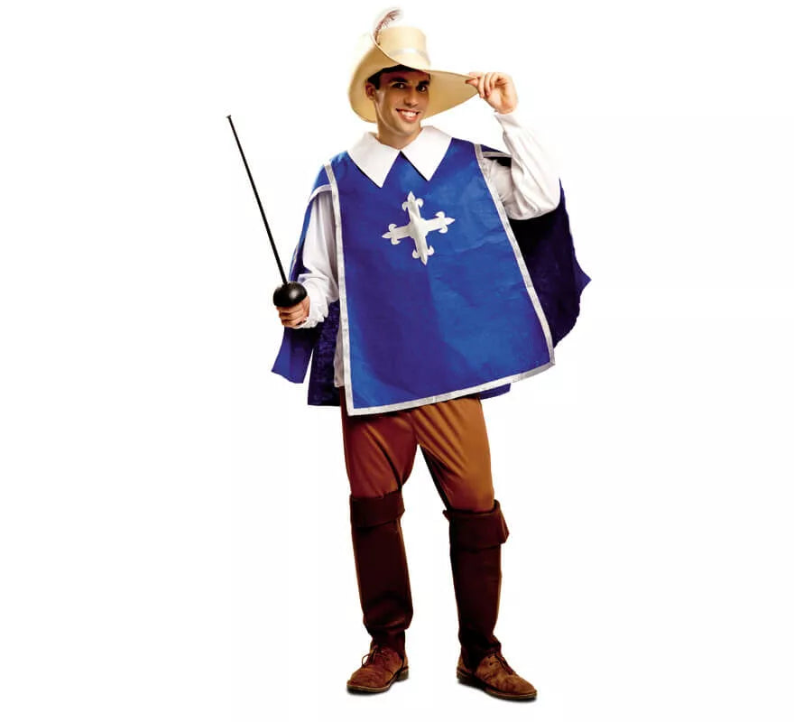 Translation missing: it.Disfraz de Mosquetero azul para hombre