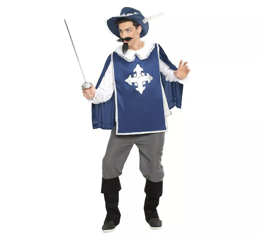 Translation missing: es.Disfraz de Mosquetero Azul para hombre