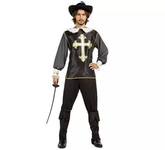 Costume da moschettiere nero per un uomo