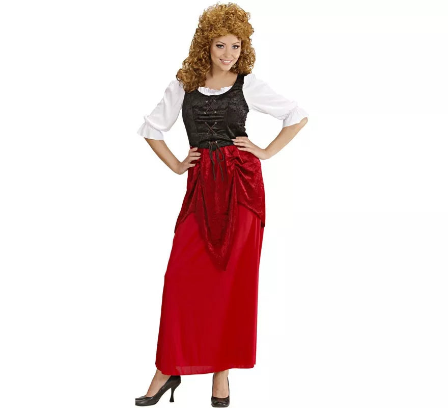Translation missing: es.Disfraz de Moza de Taberna rojo y negro para mujer