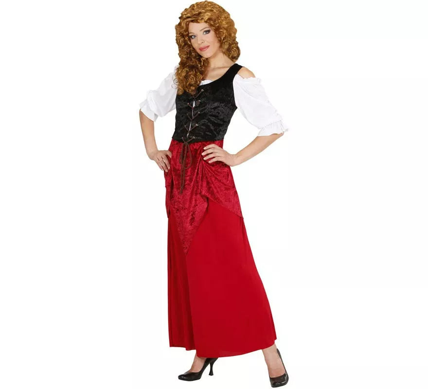 Translation missing: it.Disfraz de Moza de Taberna rojo y negro para mujer