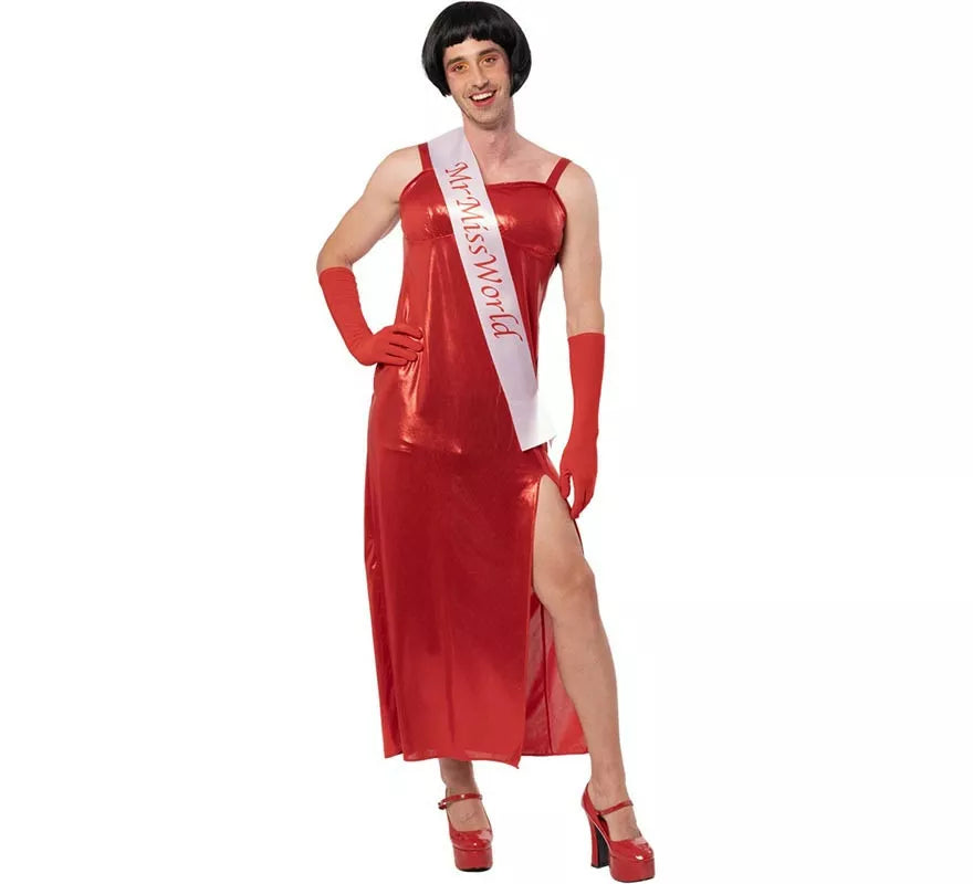 Translation missing: it.Disfraz de Mr World vestido rojo para hombre