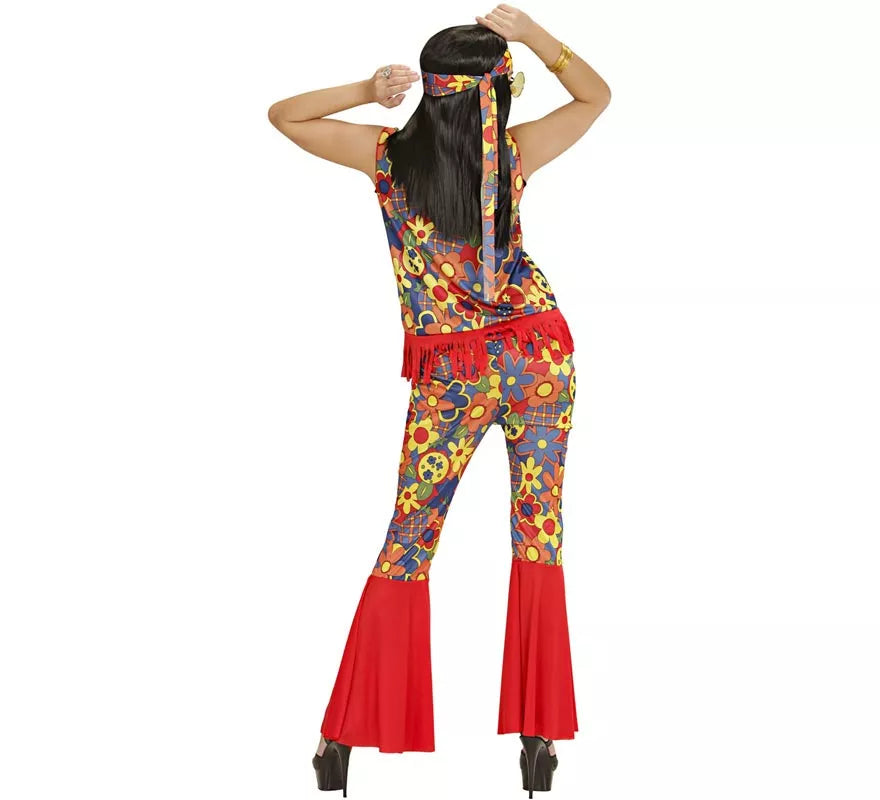 Disfraz de Mujer Hippie con cinta y medallón para mujer