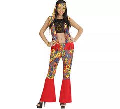 Costume da donna hippie con nastro e medaglione per donna