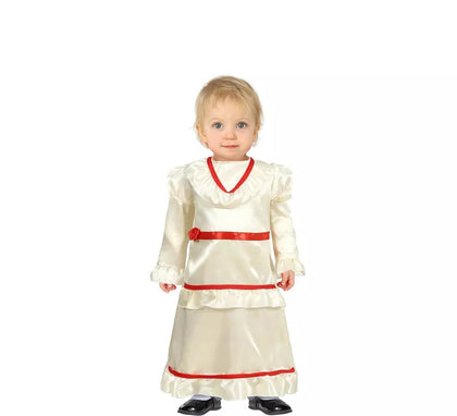Disfraz de Muñeca con vestido blanca para bebé