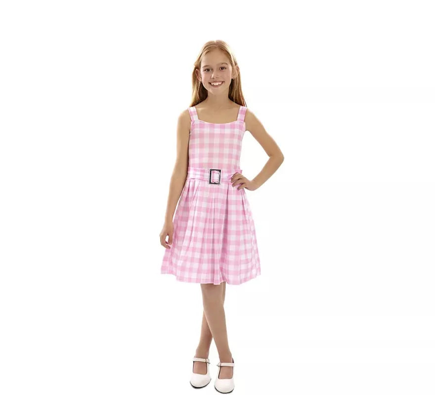 Translation missing: es.Disfraz de Muñeca Famosa a Cuadros rosa para niña