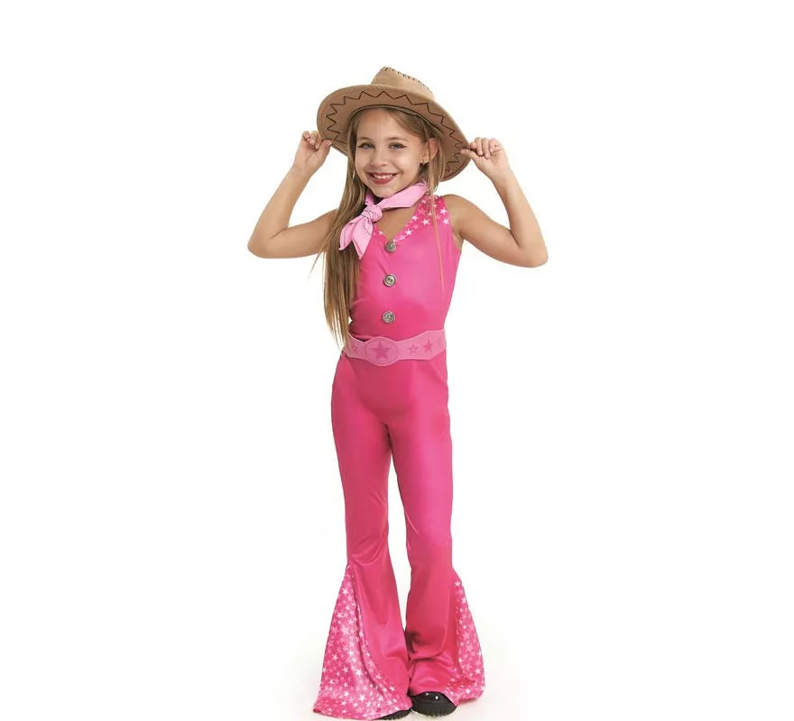 Translation missing: it.Disfraz de Muñeca Famosa Vaquera fucsia para niña
