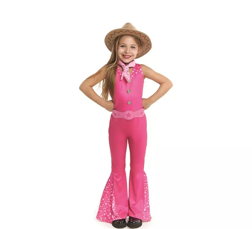 Translation missing: it.Disfraz de Muñeca Famosa Vaquera fucsia para niña