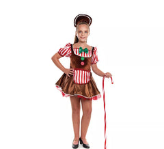 Costume natalizio da bambola di pan di zenzero per bambina